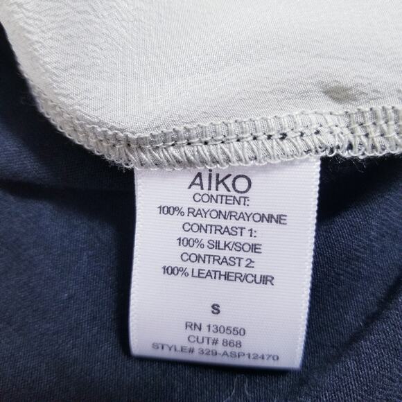 AIKO Trudie Silk & Leather Keyhole Blouse - Picture 9 of 10